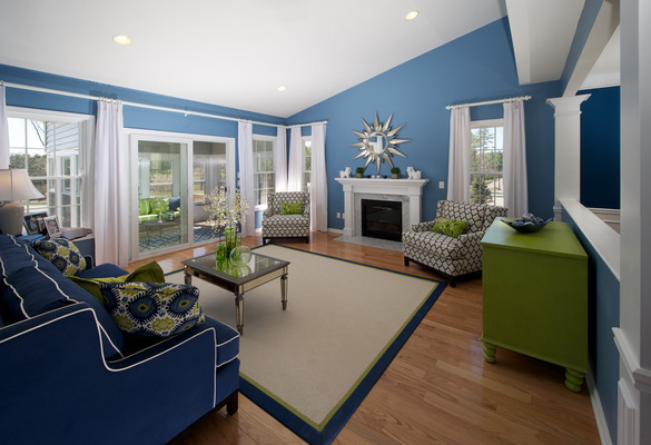 Sliding patio doors in a bright living room